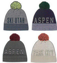 Winter Ski Hat Pom Top Knit Beanie with Your Custom Logo Design
